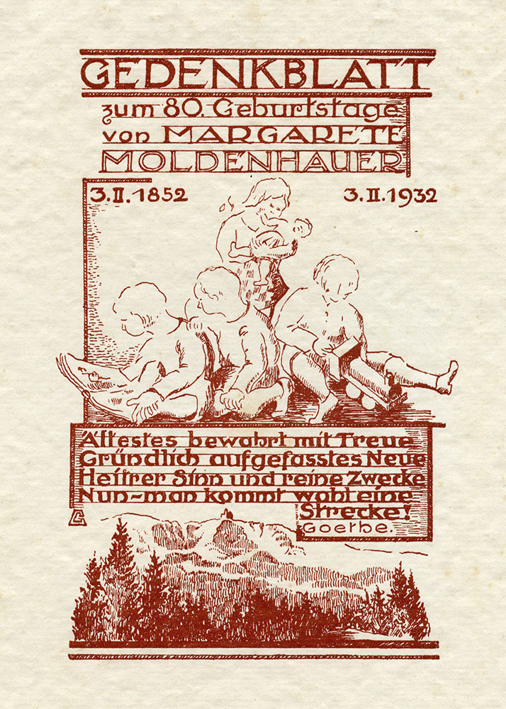 Karta okolicznościowa z okazji urodzin Margarete Moldenhauer, 1932
