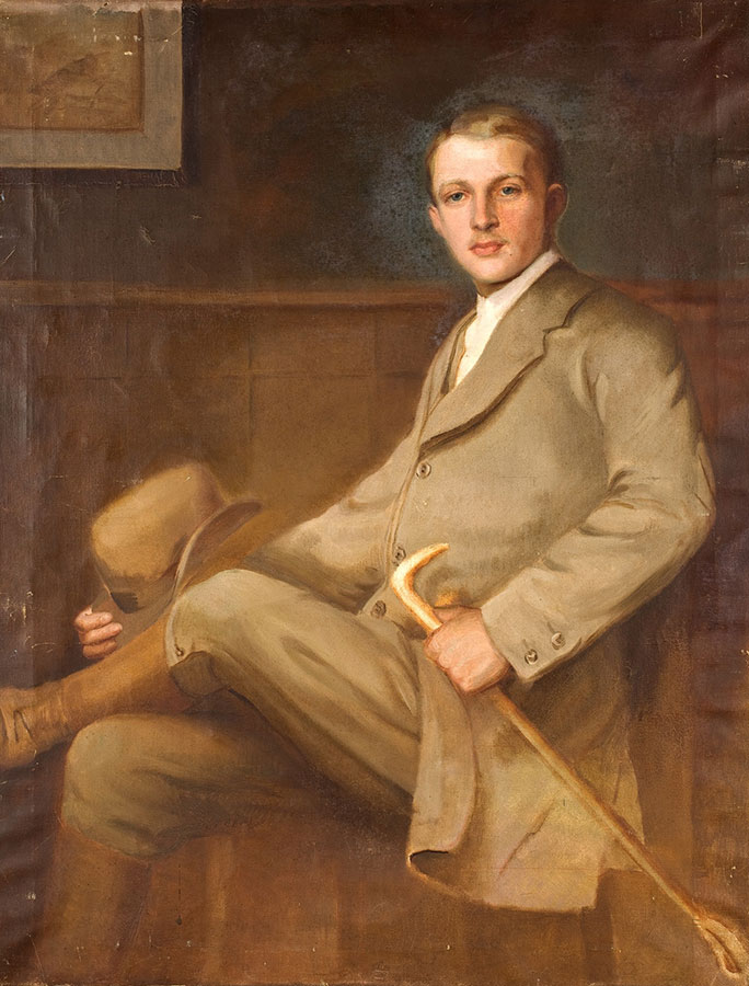 Malarz nieokreślony, Portret mężczyzny w stroju do jazdy konnej, 1924