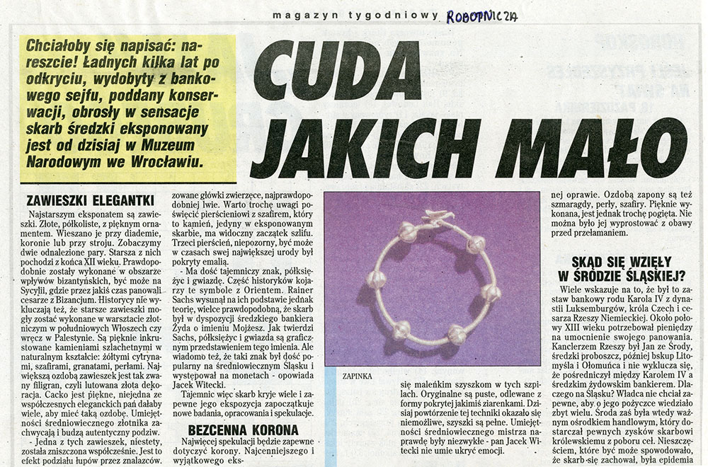 Informacje prasowe o Skarbie Średzkim