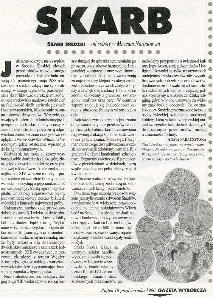 Informacje prasowe o Skarbie Średzkim