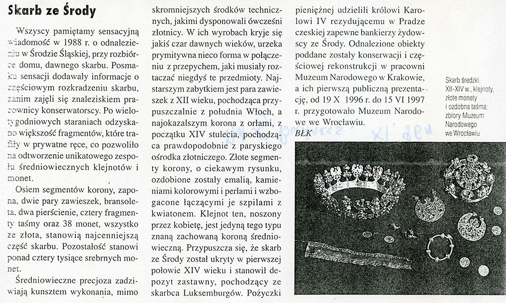 Informacje prasowe o Skarbie Średzkim